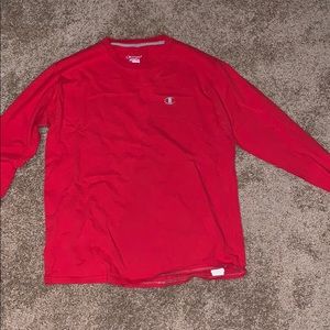 Red Champion Long Sleeve Tee